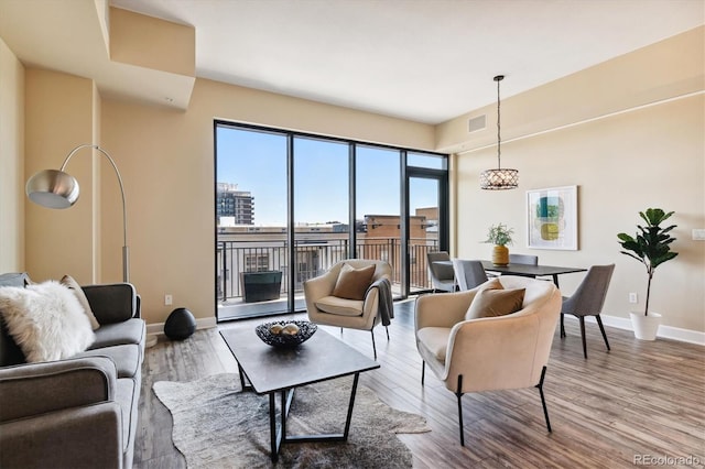 living room featuring hardwood / wood-style floors