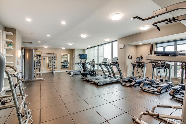 workout area featuring a wealth of natural light