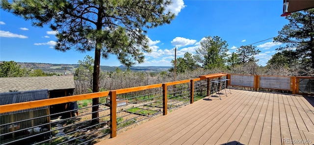 18170 Forest View Rd, Monument, CO 80132 - wooden terrace featuring a mountain view