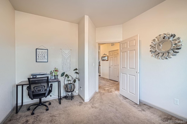 view of carpeted office space