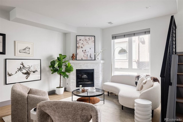 living room featuring wood-type flooring