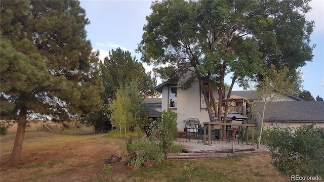 view of yard with a patio area