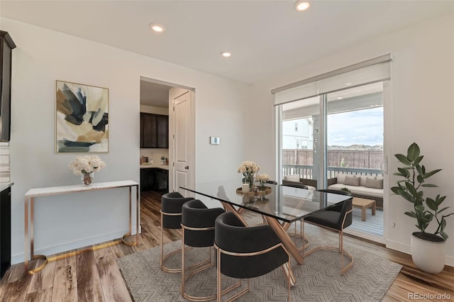 14551 Hudson St, Thornton, CO 80602 - dining space with light wood-style flooring and recessed lighting