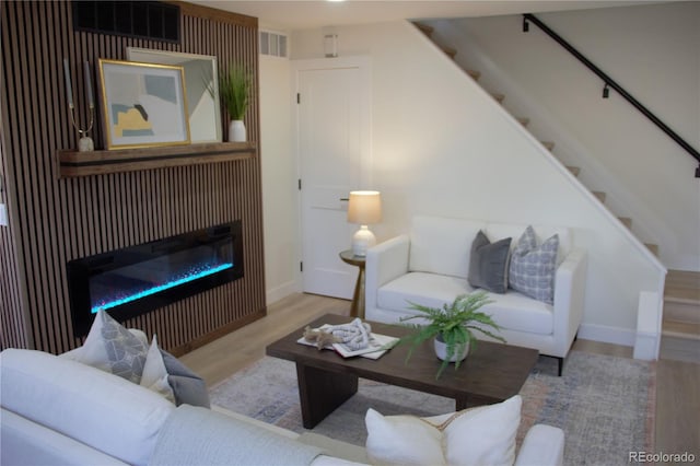 living room with light wood-type flooring