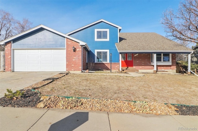 front of property with a garage