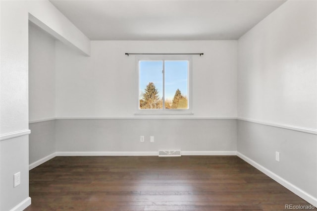 empty room with dark wood-type flooring