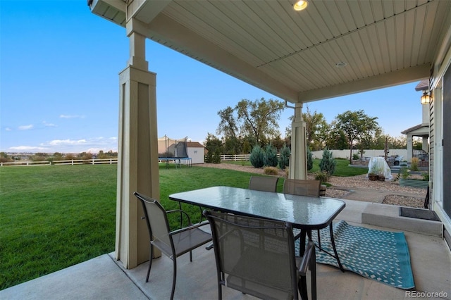 view of patio / terrace featuring a trampoline