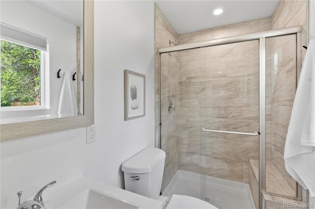 9123 W Arbor Ave, Littleton, CO 80123 - full bathroom featuring toilet and a stall shower