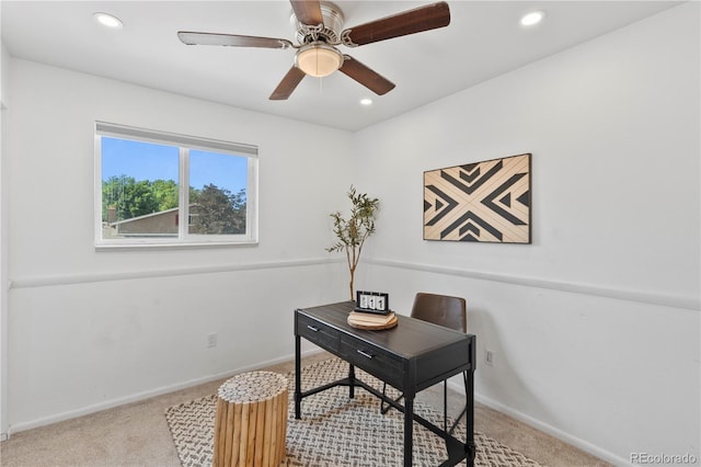 9123 W Arbor Ave, Littleton, CO 80123 - carpeted office space featuring ceiling fan and recessed lighting
