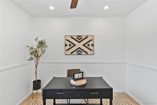 9123 W Arbor Ave, Littleton, CO 80123 - office space with light colored carpet, a ceiling fan, and recessed lighting