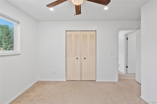 9123 W Arbor Ave, Littleton, CO 80123 - unfurnished bedroom featuring carpet, a closet, recessed lighting, and ceiling fan