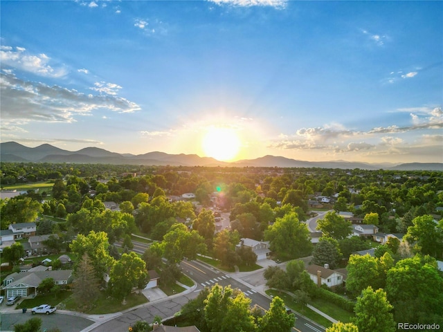 9123 W Arbor Ave, Littleton, CO 80123 - aerial view at dusk of a residential view and a mountain view