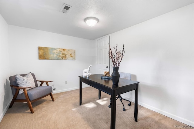 404 S Jasmine St, Denver, CO 80224 - office area with light carpet, baseboards, and a textured ceiling