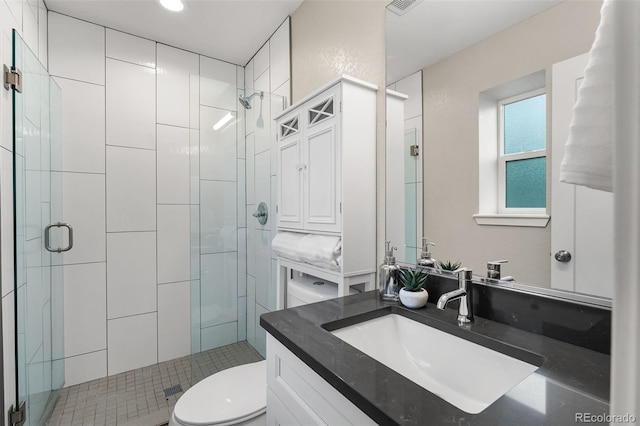 1655 N Yates St, Denver, CO 80204 - full bathroom with vanity, a shower stall, and recessed lighting