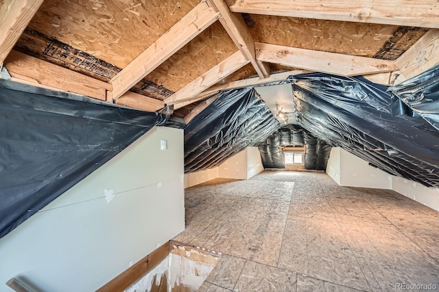 view of unfinished attic