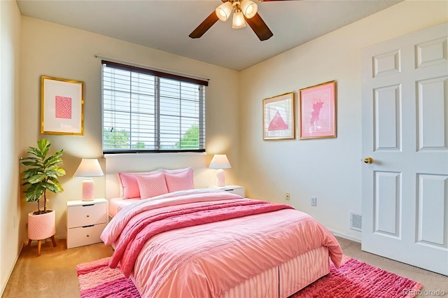 5831 Moon Ridge Dr, Colorado Springs, CO 80922 - carpeted bedroom featuring a ceiling fan
