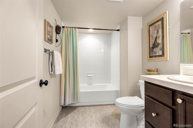 8895 Vanderwood Rd, Colorado Springs, CO 80908 - full bathroom with vanity and shower / bath combo with shower curtain
