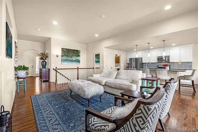 8895 Vanderwood Rd, Colorado Springs, CO 80908 - living room with recessed lighting and dark wood-type flooring