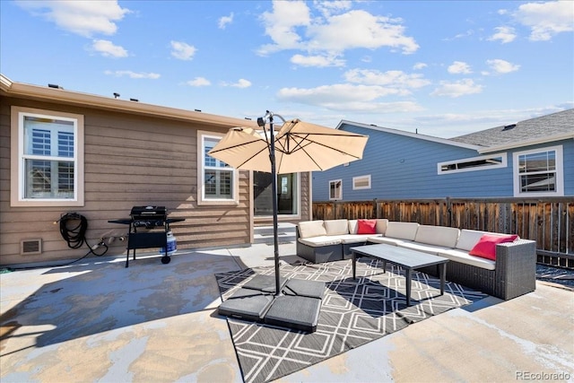 115 Quandary Ave, Berthoud, CO 80513 - view of patio with an outdoor living space and grilling area