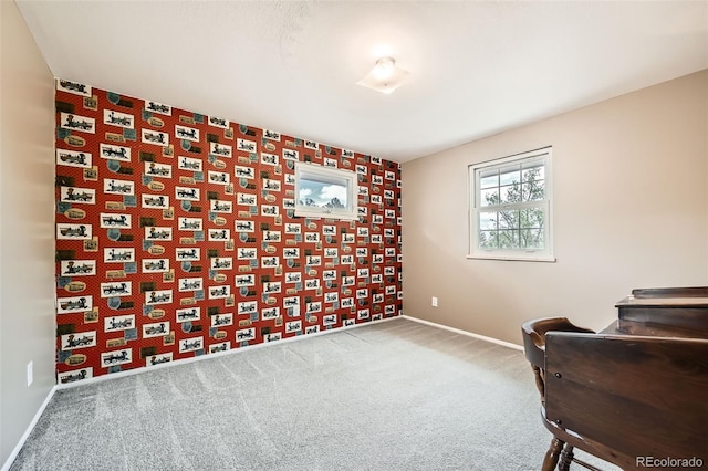3150 Lane Ct, Boulder, CO 80305 - living area with baseboards, carpet floors, and an accent wall