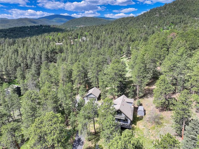 30221 Marge Ln, Evergreen, CO 80439 - view of subject property with a forest and a mountain backdrop