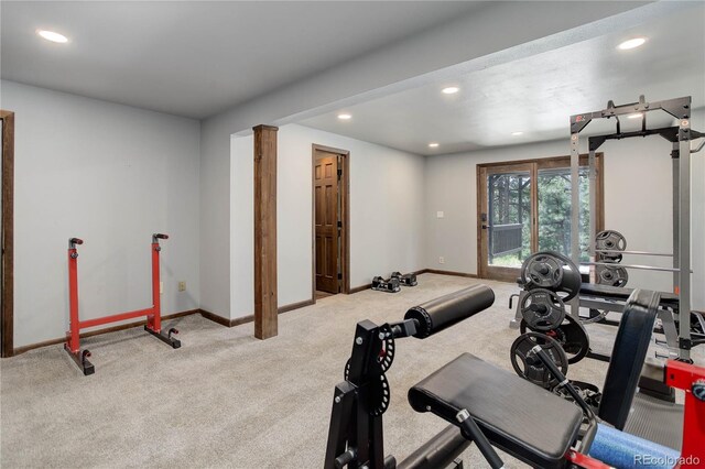 30221 Marge Ln, Evergreen, CO 80439 - workout area with carpet and recessed lighting