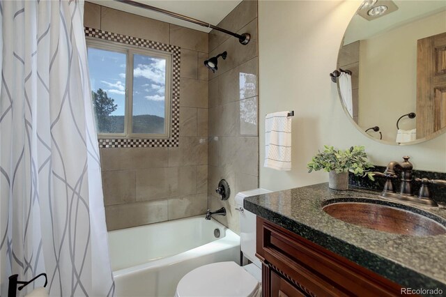 30221 Marge Ln, Evergreen, CO 80439 - bathroom featuring shower / bath combo and vanity