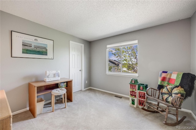 11760 Eudora Ct, Thornton, CO 80233 - living area featuring carpet flooring, a textured ceiling, and baseboards