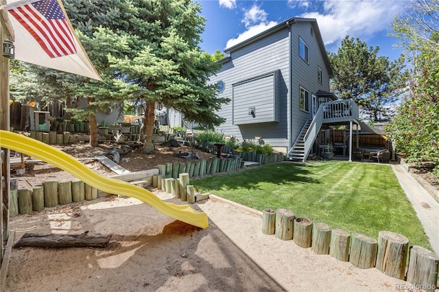 11760 Eudora Ct, Thornton, CO 80233 - view of jungle gym featuring stairs and a yard