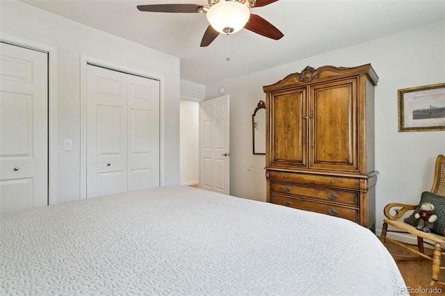 4803 N Weber St, Colorado Springs, CO 80907 - bedroom featuring a ceiling fan and wood finished floors
