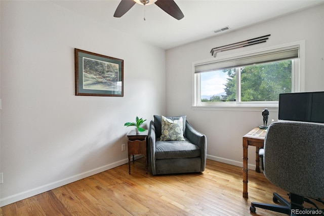 4803 N Weber St, Colorado Springs, CO 80907 - office area featuring ceiling fan and light wood finished floors