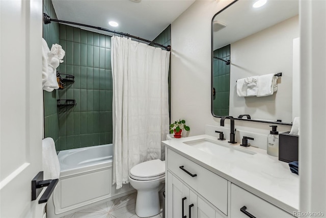 249 E Coyote Ct, Silverthorne, CO 80498 - bathroom featuring vanity, shower / bathtub combination with curtain, and recessed lighting