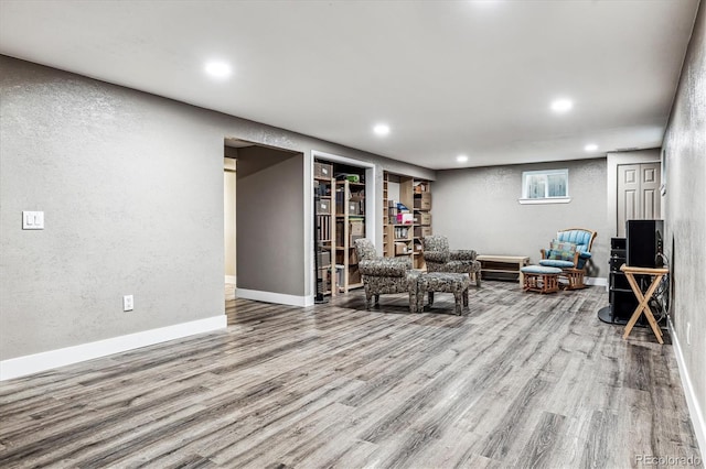 living area featuring hardwood / wood-style flooring