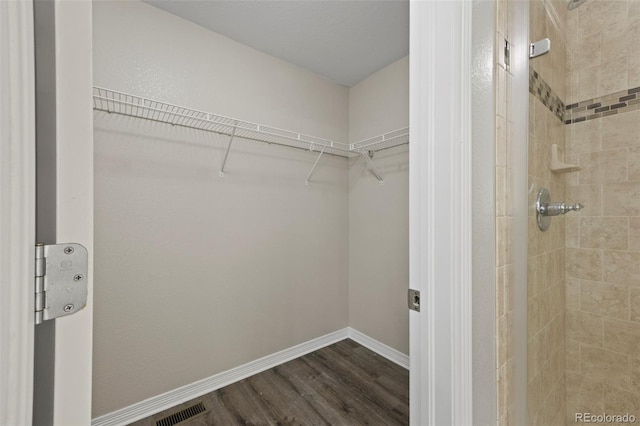 spacious closet featuring hardwood / wood-style flooring