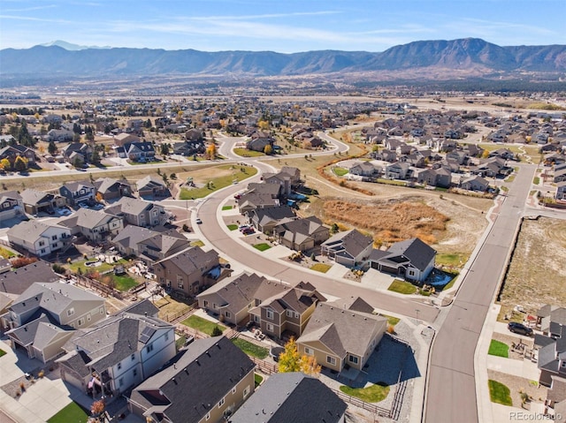 drone / aerial view with a mountain view