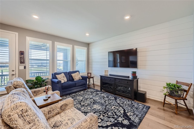 living room featuring light wood-type flooring