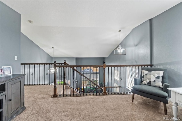 5404 Fawn Ridge Way, Castle Rock, CO 80104 - sitting room featuring carpet flooring and lofted ceiling