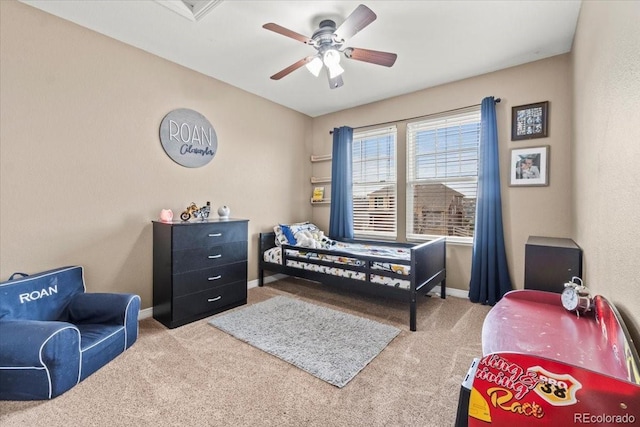 5404 Fawn Ridge Way, Castle Rock, CO 80104 - bedroom featuring carpet, baseboards, and a ceiling fan