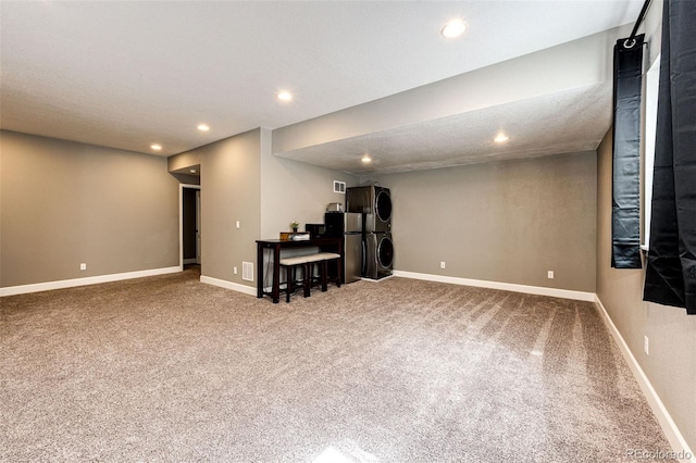 interior space featuring baseboards, carpet flooring, and recessed lighting