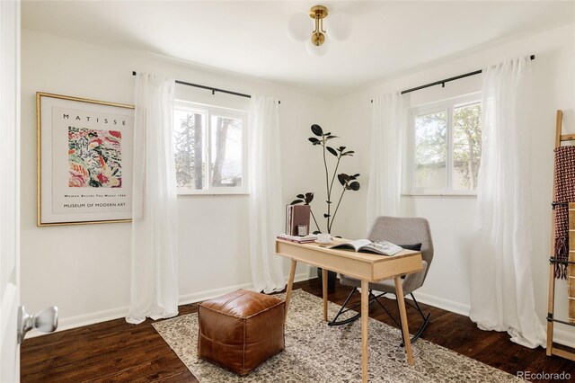 4422 W 27th Ave, Denver, CO 80212 - office area with dark wood-style floors and baseboards