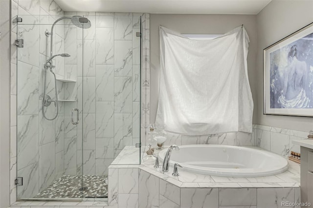 5964 E 141st Ave, Thornton, CO 80602 - bathroom with a bath and a marble finish shower