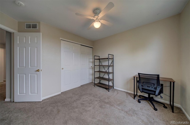 12535 S Beaver Creek Way, Parker, CO 80134 - carpeted office with a ceiling fan and baseboards