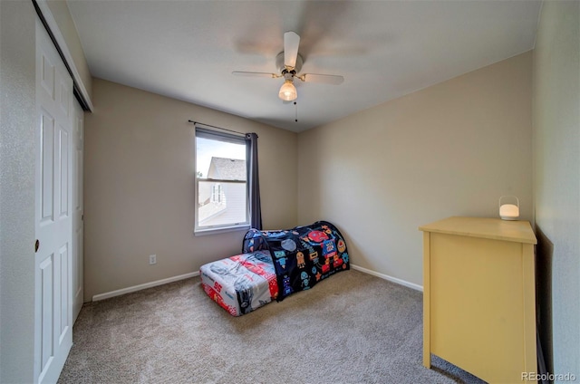 12535 S Beaver Creek Way, Parker, CO 80134 - bedroom featuring carpet flooring, a closet, and a ceiling fan