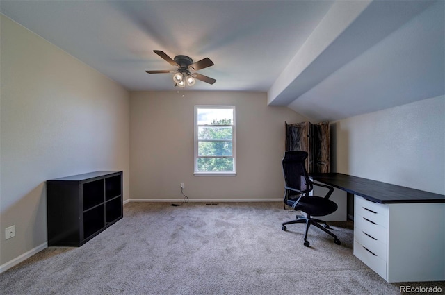 12535 S Beaver Creek Way, Parker, CO 80134 - unfurnished office with carpet floors, ceiling fan, and vaulted ceiling