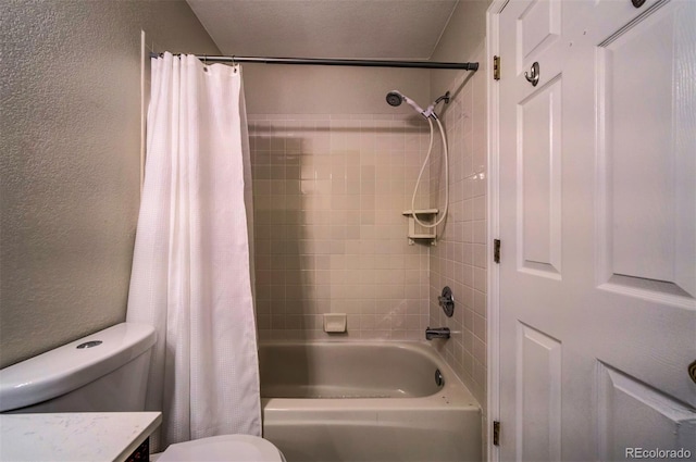 12535 S Beaver Creek Way, Parker, CO 80134 - bathroom with shower / bath combo, vanity, and a textured wall