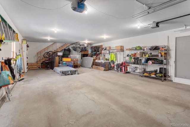 garage with a garage door opener