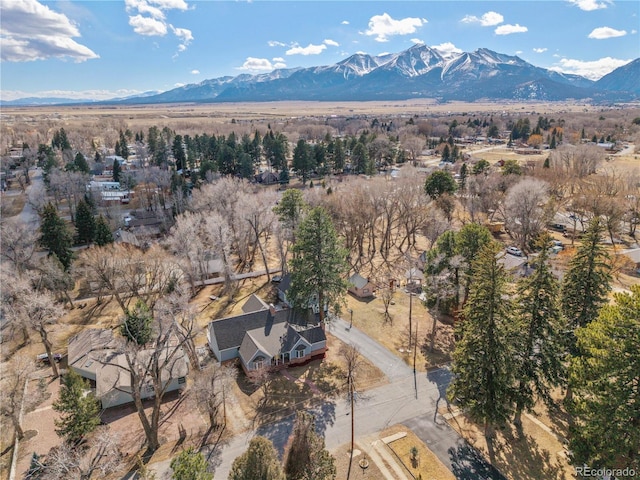 bird's eye view featuring a mountain view