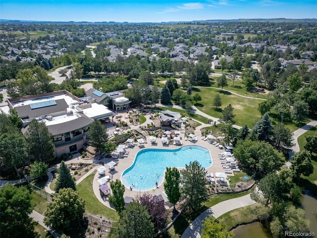 8626 Gold Peak Dr Unit B, Highlands Ranch, CO 80130 - drone / aerial view of a pool area