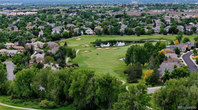 7038 Russell Ct, Arvada, CO 80007 - aerial view of residential area featuring a golf club and a nearby body of water
