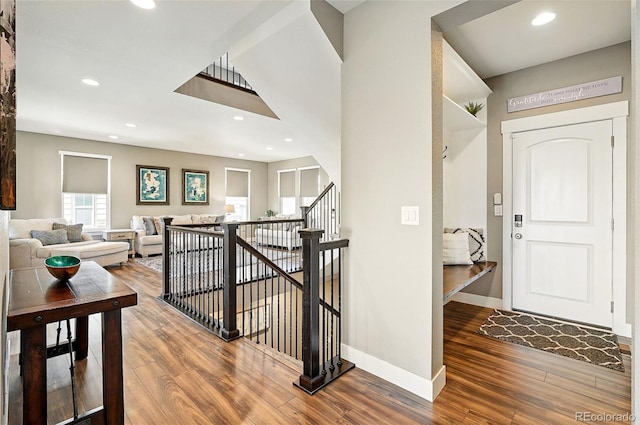 7949 S Elk Way, Aurora, CO 80016 - entrance foyer with wood finished floors and recessed lighting